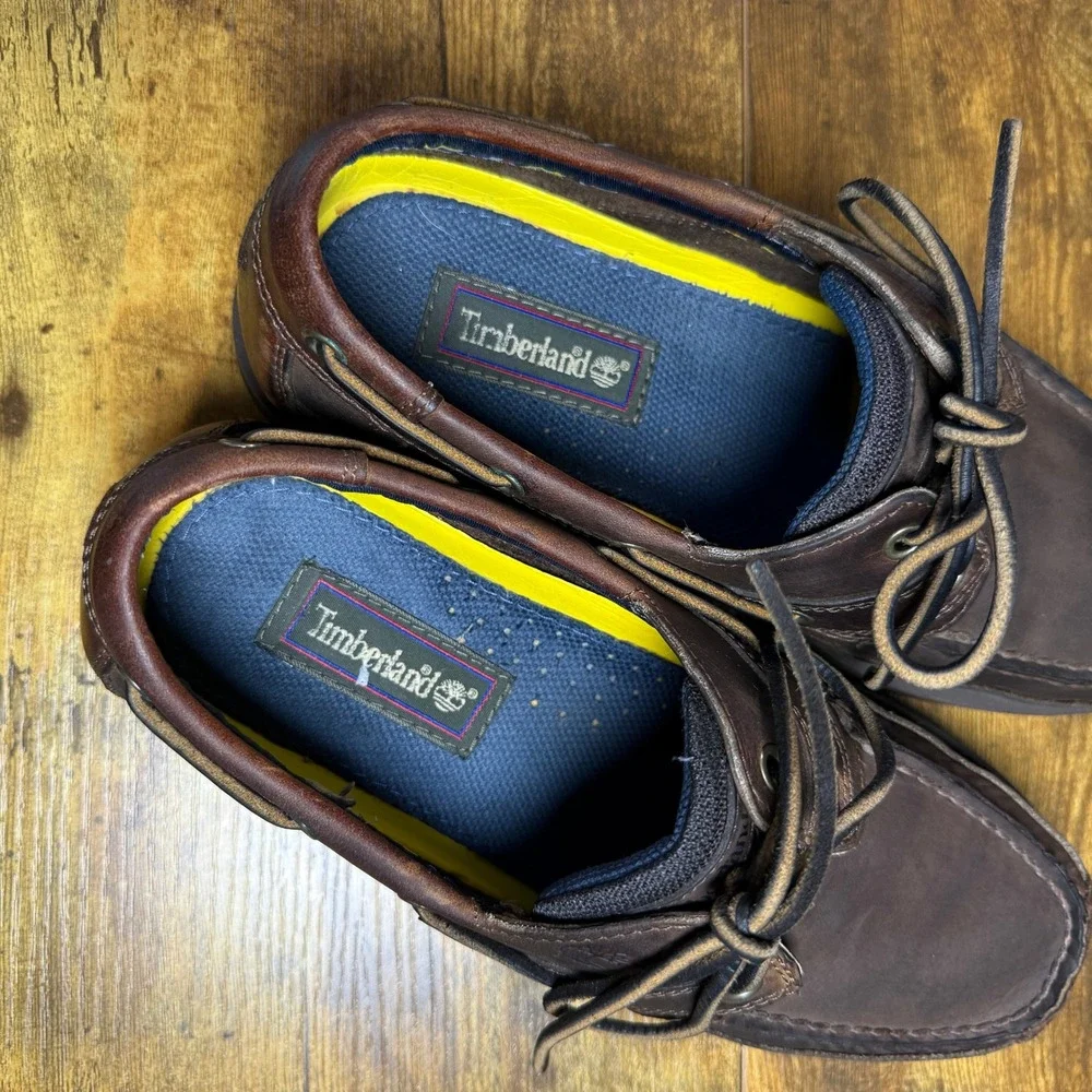Timberland 71024 Brown Genuine Leather Boat Shoes Mens 8M